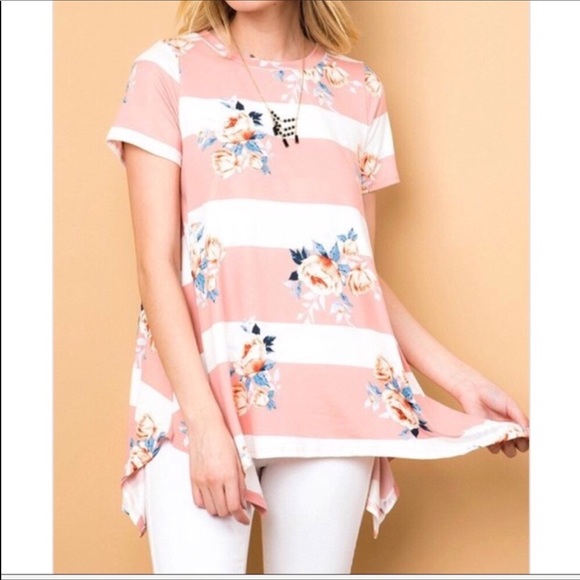 Floral striped plus size tunic. - Picture 2 of 3